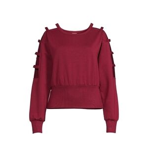 No Boundaries NWT Juniors' Lattice Sleeve Scoop Neck Pullover Top 770